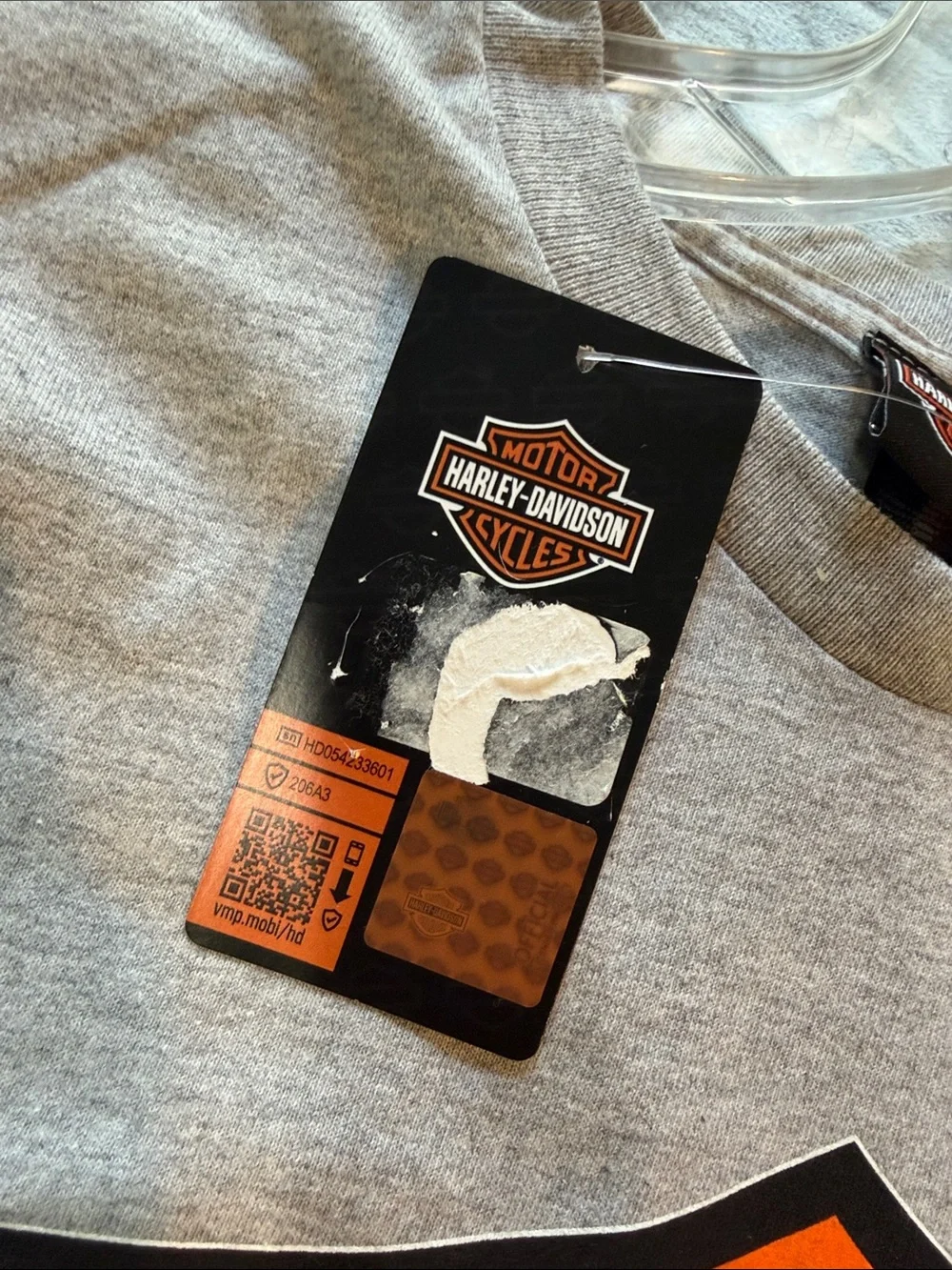 Harley-Davidson Big Kids  Gray Logo T-Shirt Size S/M.